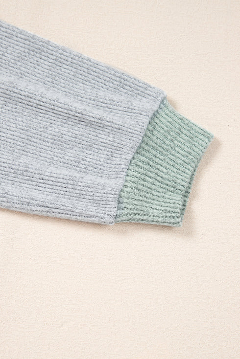 Textured Ribbed Knit Loose Fit Pullover Top