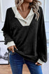 Textured Ribbed Knit Loose Fit Pullover Top