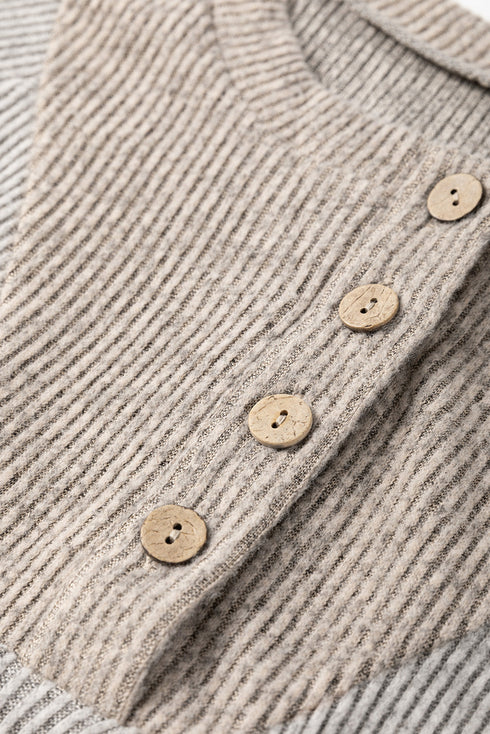 Textured Ribbed Knit Loose Fit Pullover Top