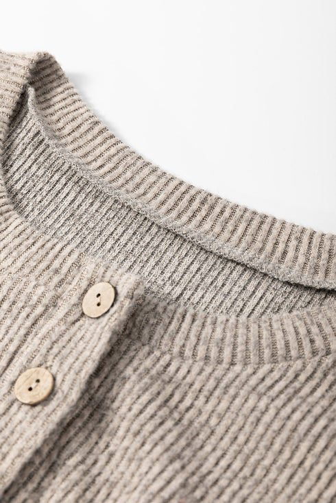 Textured Ribbed Knit Loose Fit Pullover Top