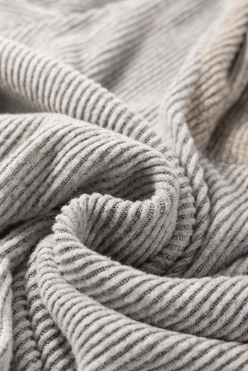 Textured Ribbed Knit Loose Fit Pullover Top