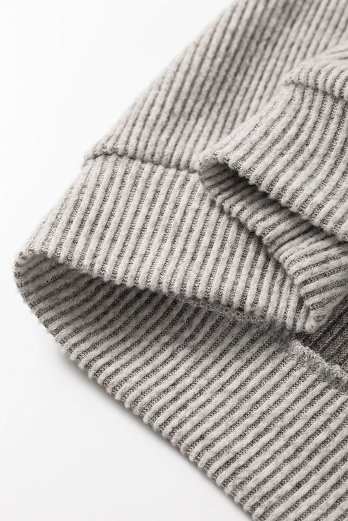 Textured Ribbed Knit Loose Fit Pullover Top
