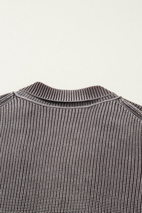 Textured Ribbed Knit Open Front Relaxed Cardigan