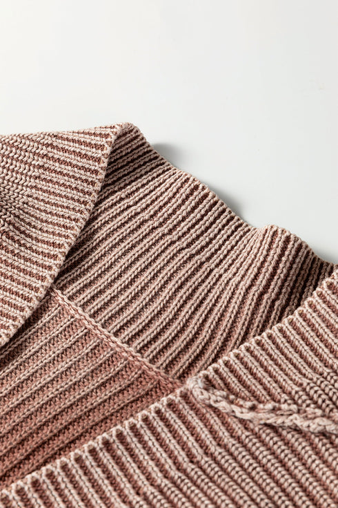 Textured Ribbed Knit Open Front Relaxed Cardigan