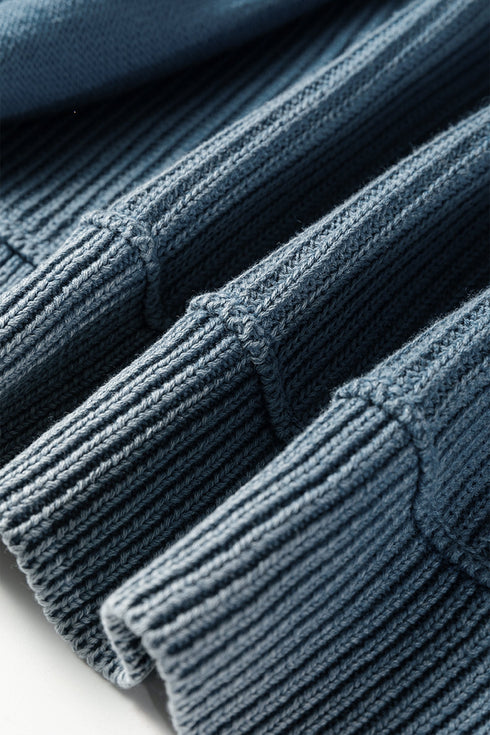 Textured Ribbed Knit Open Front Relaxed Cardigan