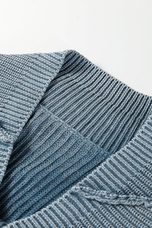 Textured Ribbed Knit Open Front Relaxed Cardigan