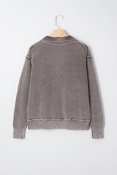 Textured Ribbed Knit Open Front Relaxed Cardigan