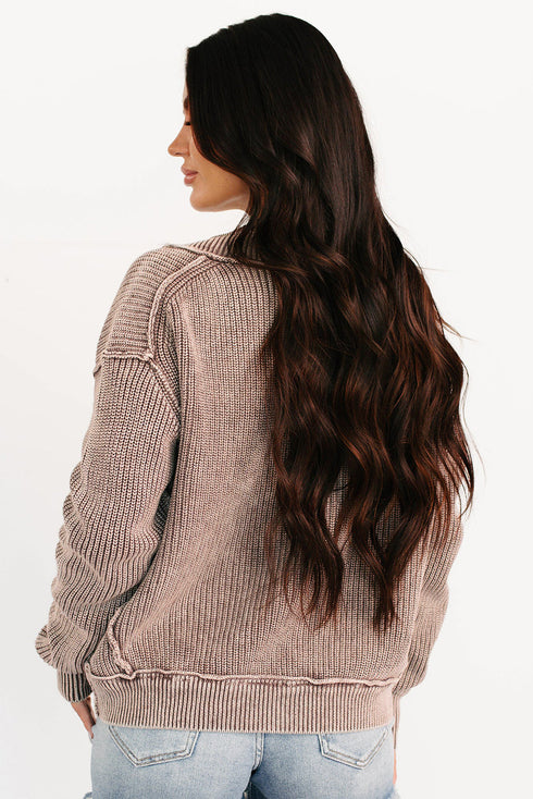 Textured Ribbed Knit Open Front Relaxed Cardigan