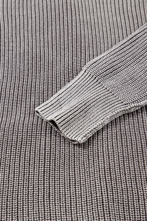 Textured Ribbed Knit Open Front Relaxed Cardigan