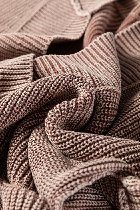 Textured Ribbed Knit Open Front Relaxed Cardigan