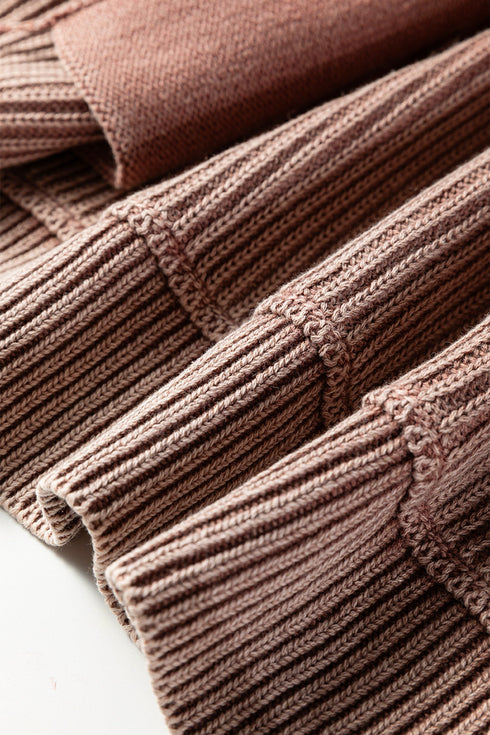 Textured Ribbed Knit Open Front Relaxed Cardigan