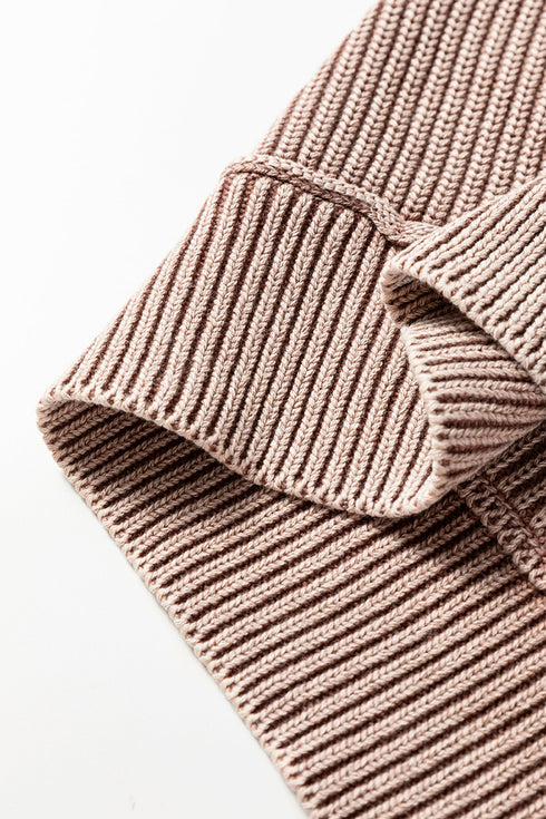 Textured Ribbed Knit Open Front Relaxed Cardigan