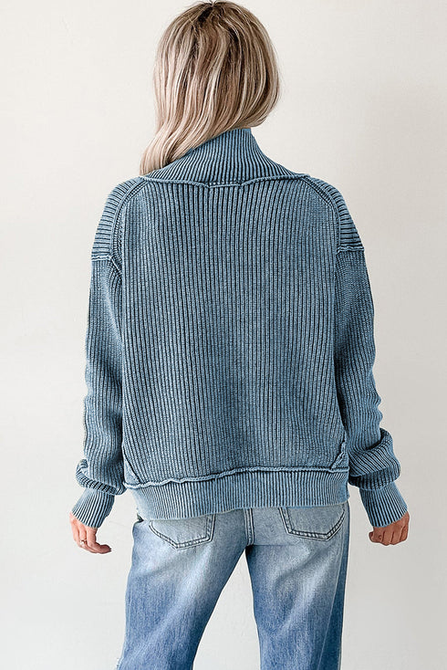 Textured Ribbed Knit Open Front Relaxed Cardigan