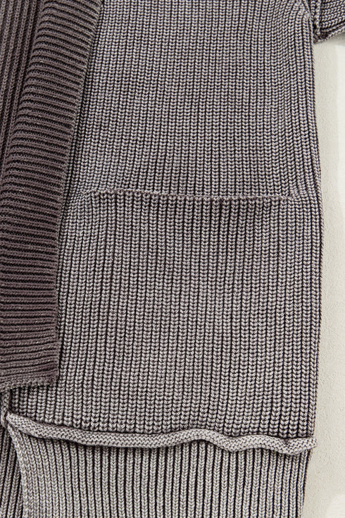Textured Ribbed Knit Open Front Relaxed Cardigan