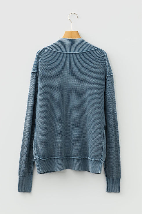 Textured Ribbed Knit Open Front Relaxed Cardigan