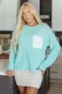 Textured Ribbed Knit Patch Pocket Casual Top