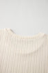 Textured Ribbed Knit Polka Dot Mesh Sleeve Blouse