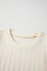 Textured Ribbed Knit Polka Dot Mesh Sleeve Blouse