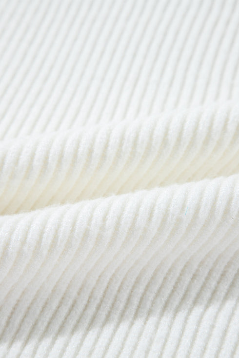 Textured Ribbed Knit Scattered Heart Crew Neck Sweater