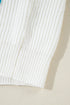 Textured Ribbed Knit Scattered Heart Crew Neck Sweater