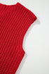 Textured Ribbed Knit Sleeveless Button Front Sweater Vest