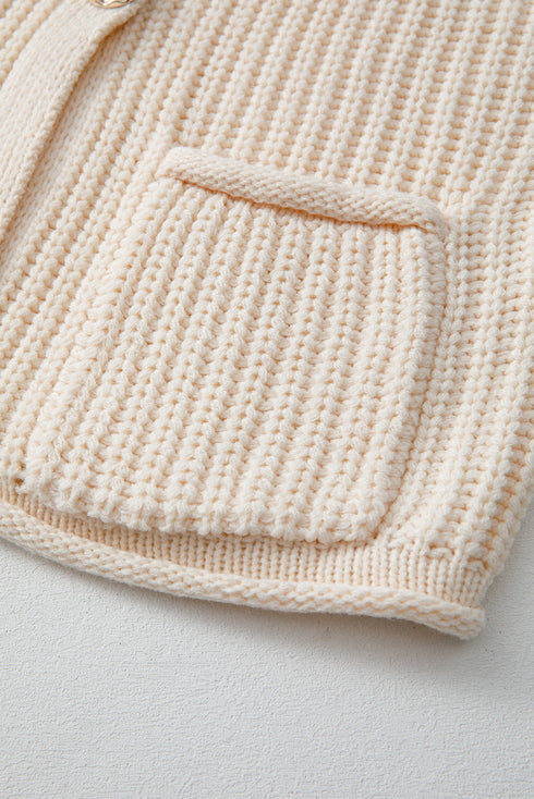 Textured Ribbed Knit Sleeveless Button Front Sweater Vest