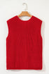 Textured Ribbed Knit Sleeveless Button Front Sweater Vest