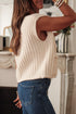 Textured Ribbed Knit Sleeveless Button Front Sweater Vest