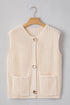 Textured Ribbed Knit Sleeveless Button Front Sweater Vest
