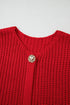 Textured Ribbed Knit Sleeveless Button Front Sweater Vest