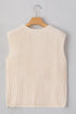 Textured Ribbed Knit Sleeveless Button Front Sweater Vest