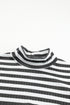 Textured Ribbed Knit Striped Long Sleeve Tee