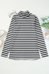 Textured Ribbed Knit Striped Long Sleeve Tee