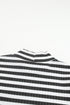 Textured Ribbed Knit Striped Long Sleeve Tee
