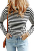 Textured Ribbed Knit Striped Long Sleeve Tee