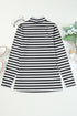 Textured Ribbed Knit Striped Long Sleeve Tee