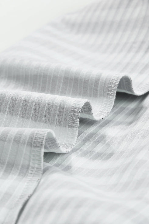 Textured Ribbed Knit Striped Long Sleeve Tee