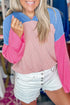 Textured Ribbed Knit V Neck Long Sleeve Hoodie