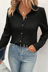 Textured Ribbed Long Sleeve Button Down Collared Shirt
