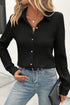 Textured Ribbed Long Sleeve Button Down Collared Shirt