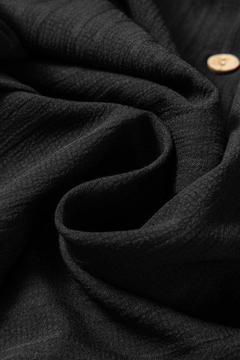 Textured Ribbed Long Sleeve Button Down Collared Shirt