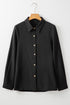 Textured Ribbed Long Sleeve Button Down Collared Shirt