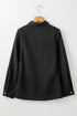 Textured Ribbed Long Sleeve Button Down Collared Shirt