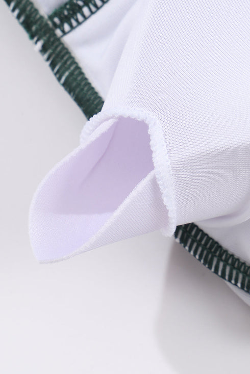 Textured Ribbed Ruched U Neck Tankini Set