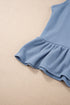 Textured Ribbed Ruffle Tank Top Wide Leg Pant Set