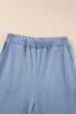 Textured Ribbed Ruffle Tank Top Wide Leg Pant Set