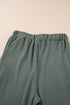 Textured Ribbed Ruffle Tank Top Wide Leg Pant Set