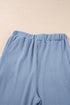 Textured Ribbed Ruffle Tank Top Wide Leg Pant Set
