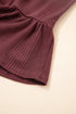 Textured Ribbed Ruffle Tank Top Wide Leg Pant Set
