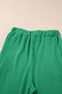 Textured Ribbed Ruffle Tank Top Wide Leg Pant Set